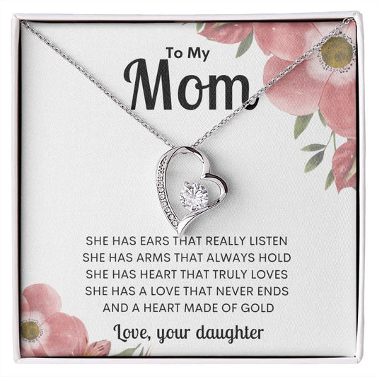 To My Mom l Gold Heart l Forever Love Necklace